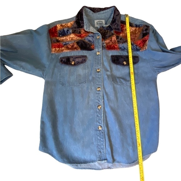 Vintage Cambridge Dry Goods Long Sleeve Size Medium Velvet Patches Shirt - Picture 8 of 10